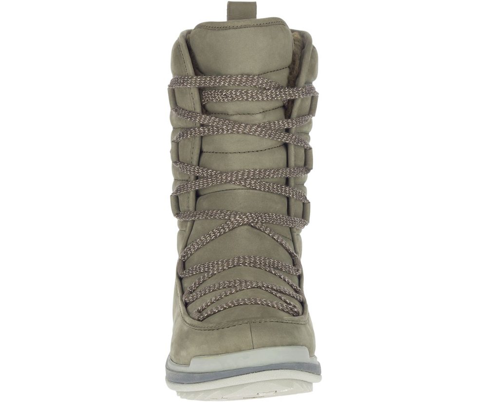 Merrell Støvler Dame - Snowcreek Cozy Læder Polar Waterproof - Olivengrøn - HGM149860